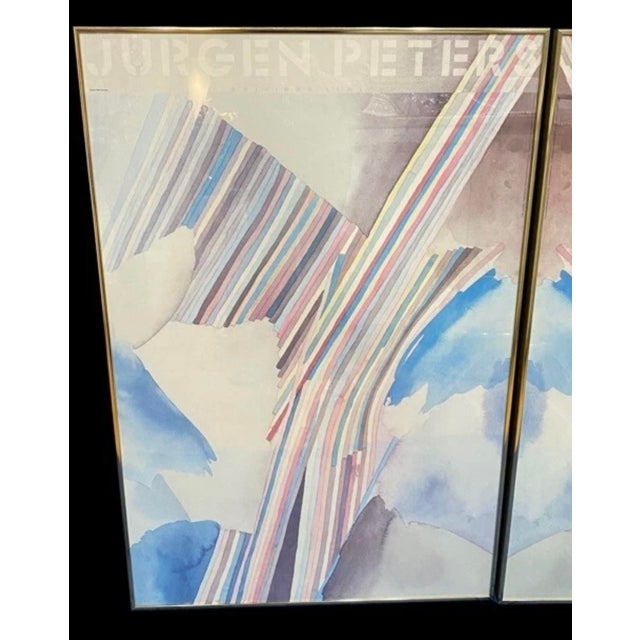 1980s 2 Jurgen Peters Framed Geometric Prints 1985 Editions Limited Lithographs For Sale - Image 4 of 12
