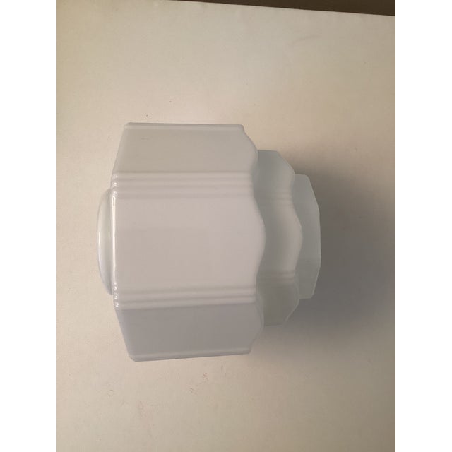 Beautiful Art Deco Style tiered milk glass ceiling light shade.