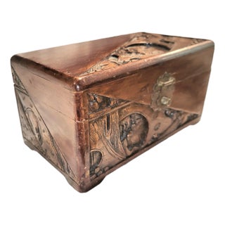 1960s Carved Jewelry Whatnot Box For Sale