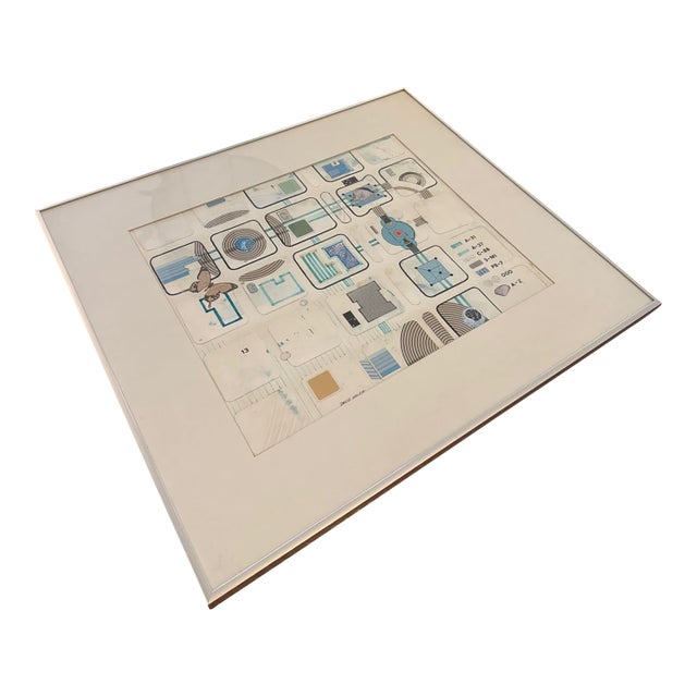 1970s Framed David Welch Signed Mixed Media Collage: "Technical Study With Natural History Motifs" For Sale