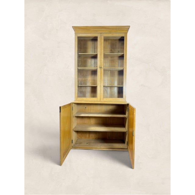 English Antique English Pine Glazed Display Cupboard Hutch, Circa 1880 For Sale - Image 3 of 7