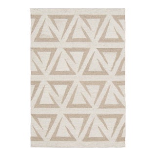 Contemporary Geometric Wool Rug in Beige & Ivory by Rug & Kilim, India For Sale