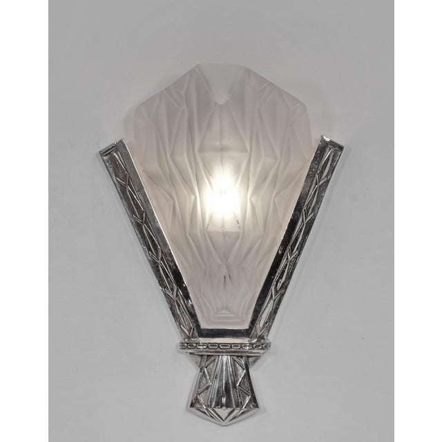 1920s French Art Deco Wall Sconces by Degue 1920s France - A Pair For Sale - Image 5 of 13