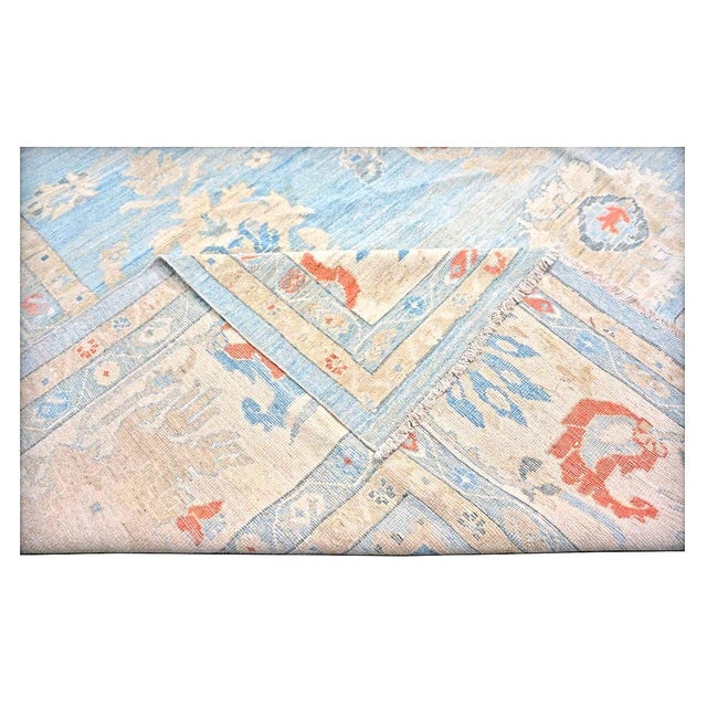 21st Century Turkish Sultanabad Wool 15x19 Light Blue & Ivory Handmade Oversized Area Rug #1144185 For Sale - Image 10 of 10