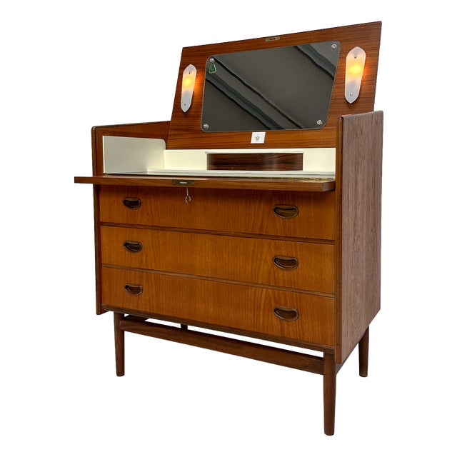 Vintage Danish Teak Vanity Chest of Drawers, 1960s For Sale