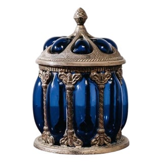 Large Royal Sheffield Collection Blue Service Jar, 1950s For Sale