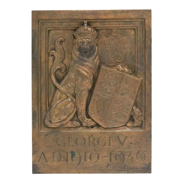 Antique Early 20th Century Bronze King George V Playing Field Plaque For Sale