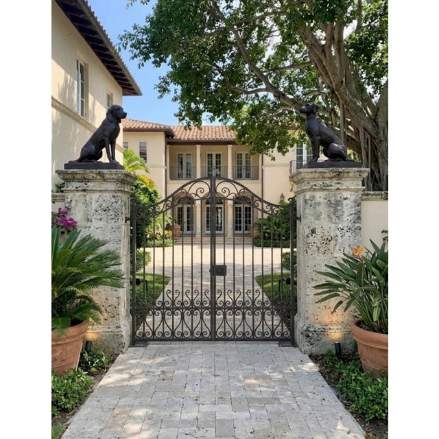 Pair of Vintage Cast Iron Seated Hound Statues For Sale - Image 9 of 11