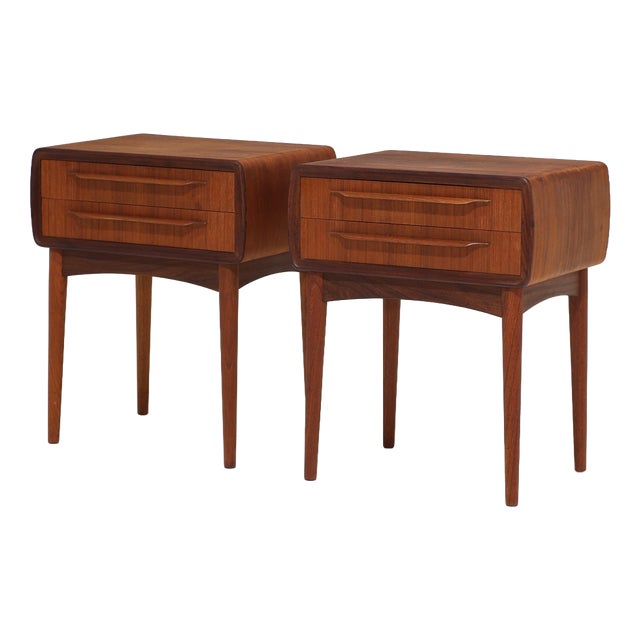 Teak Bedside Tables by Johannes Andersen for Silkeborg Møbelfabrik, Denmark, 1960s, Set of 2 For Sale