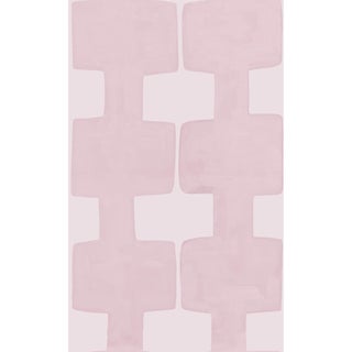 Modern Blocks Wallpaper by Paule Marrot in Light Pink For Sale