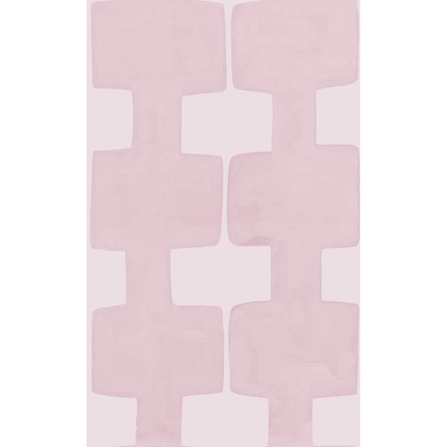 Modern Blocks Wallpaper by Paule Marrot in Light Pink For Sale