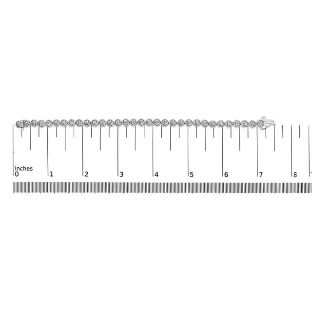 Metal .925 Sterling Silver 1/10 Cttw Diamond Open Circle Beaded Wheel Link Tennis Bracelet (I-J Color, I3 Clarity) - 7.25" For Sale - Image 7 of 7