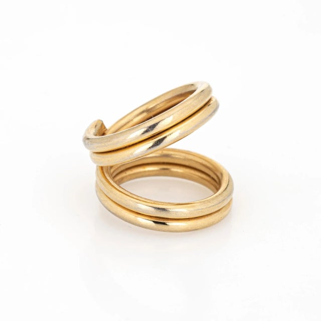 Vintage 18k Yellow Gold Split Coil Stacking Band Ring Size 5 For Sale - Image 4 of 6