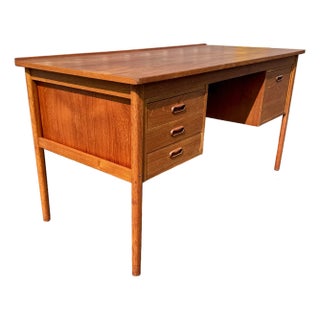 Danish Teak Executive Desk With Bookcase For Sale