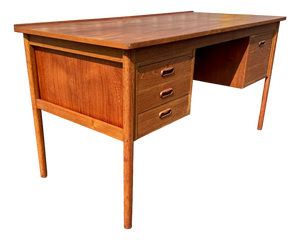 Danish Teak Executive Desk With Bookcase