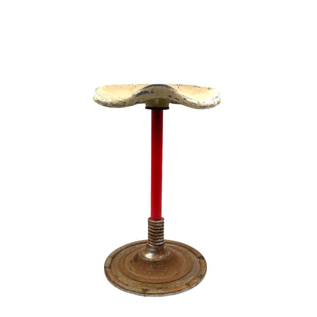 Mid-Century French Red Stool, 1950s For Sale - Image 4 of 11