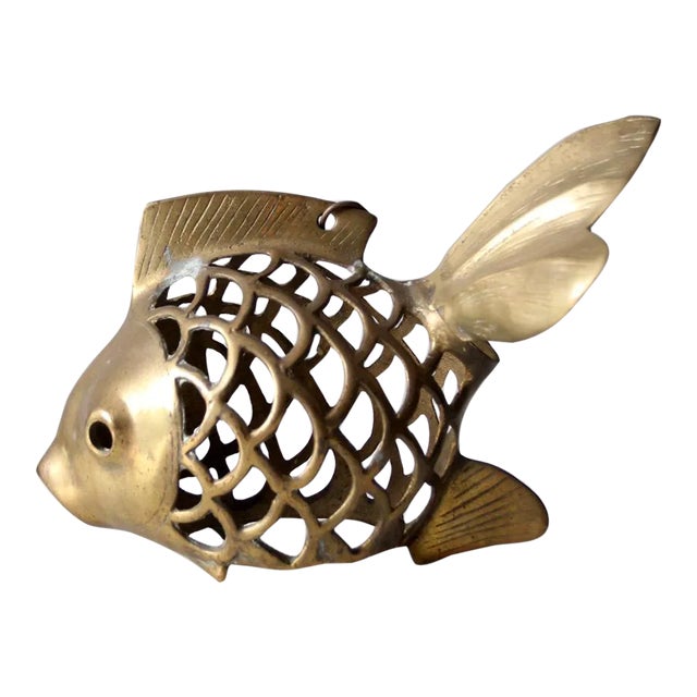 Mid-Century Brass Fish Figurine For Sale