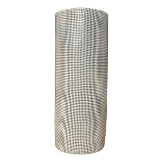 Rounded Black & White Small Checkered Patterned Ceramic Vase For Sale