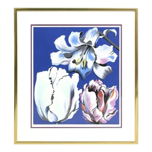 Original Signed Lowell Blair Nesbitt 'Flowers on Blue' Artist Proof 3/40