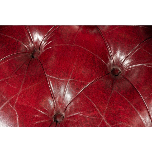 Animal Skin Vintage Tufted Leather Chesterfield Armchair in Burgundy by Hancock & Moore For Sale - Image 7 of 9