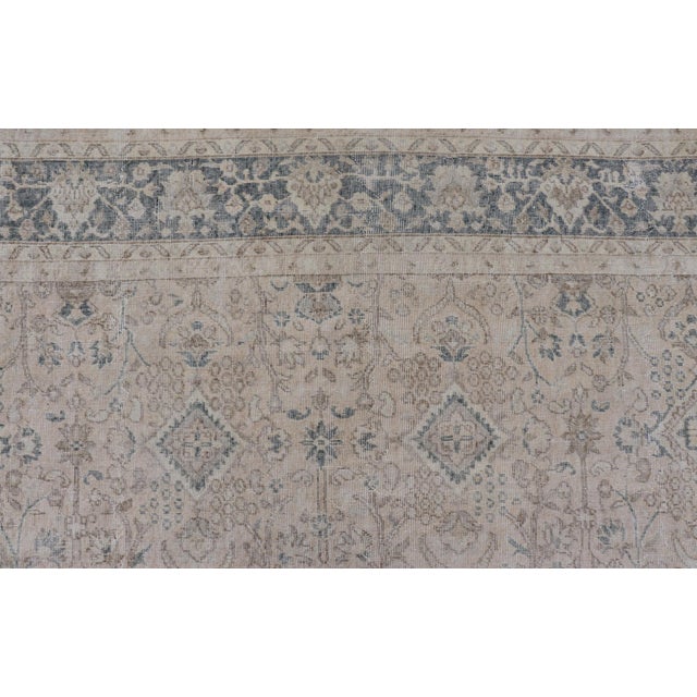 Vintage Turkish Oushak Rug, Distressed Floral Design, Cream & Blue 9'5 X 11'10 For Sale - Image 14 of 16