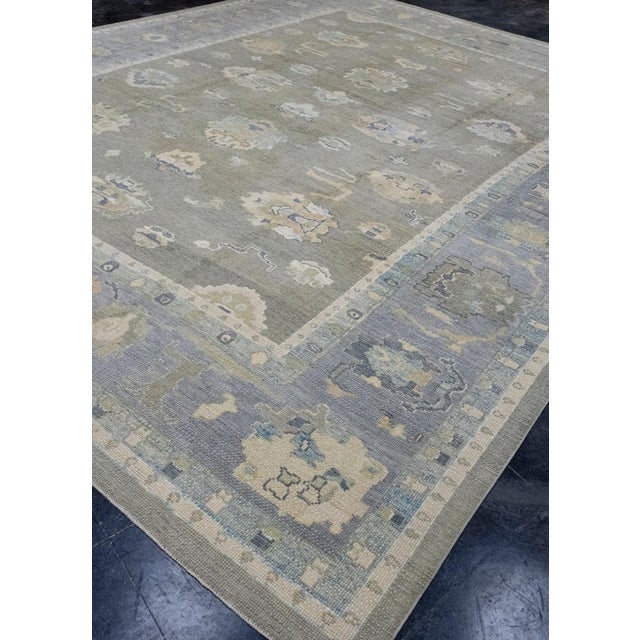 Turkish Turkish Oushak Rug 11'10" x 14'11" For Sale - Image 3 of 8