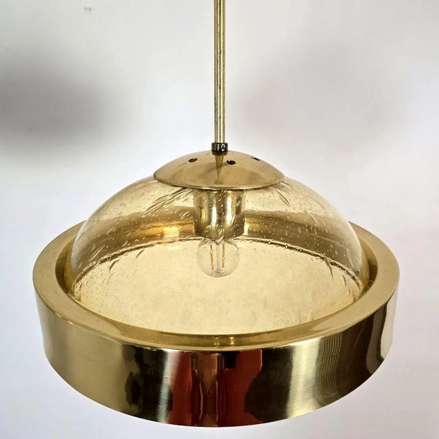 Pair of Mid Century Modern Glass Pendant Lights 1970s For Sale - Image 9 of 14