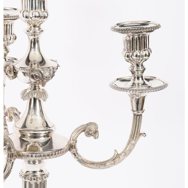 Antique Large Silver Plated Four Light Candelabra, Set of 2 For Sale - Image 12 of 18