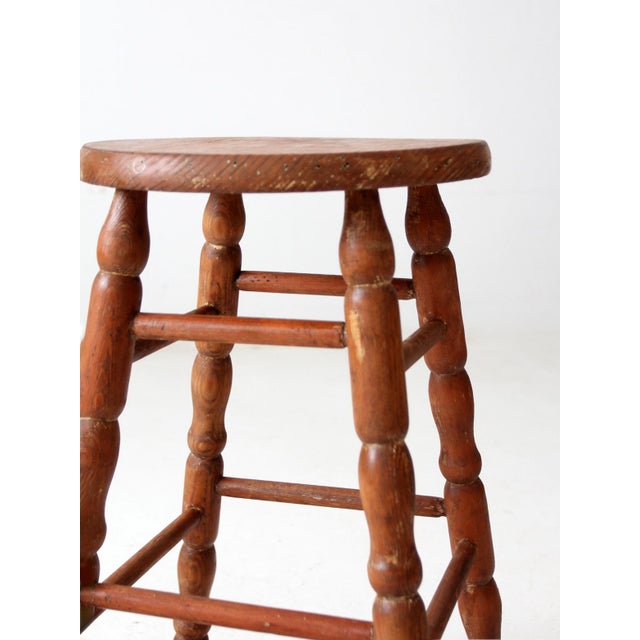 Antique Primitive Wooden Stool For Sale - Image 6 of 8