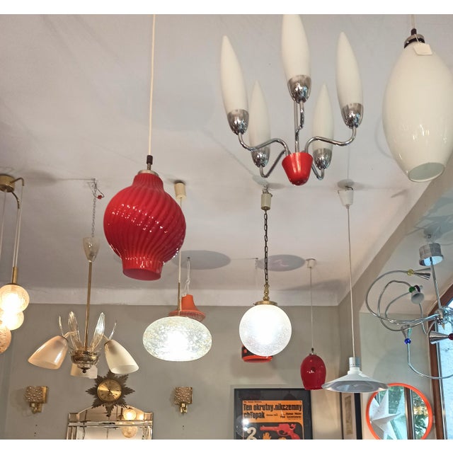 Mid-Century Modern Vintage Red Laminated Glass Lamp, 1960s For Sale - Image 3 of 4