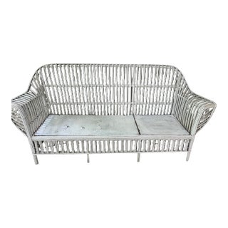 Vintage Wicker Three Seat Couch Sofa 1940s For Sale