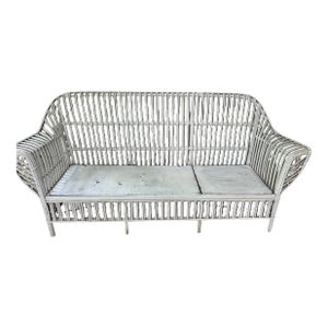 Vintage Wicker Three Seat Couch Sofa 1940s