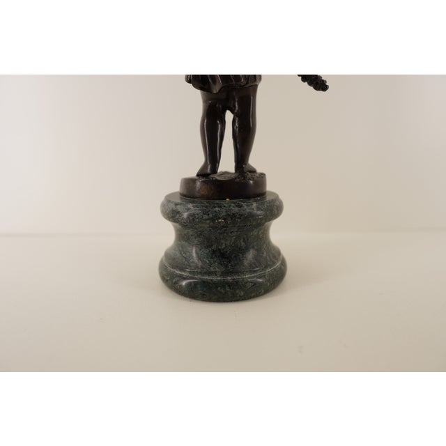 Blue Vintage Bronze Neoclassical Figurine on Green Marble Base For Sale - Image 8 of 15
