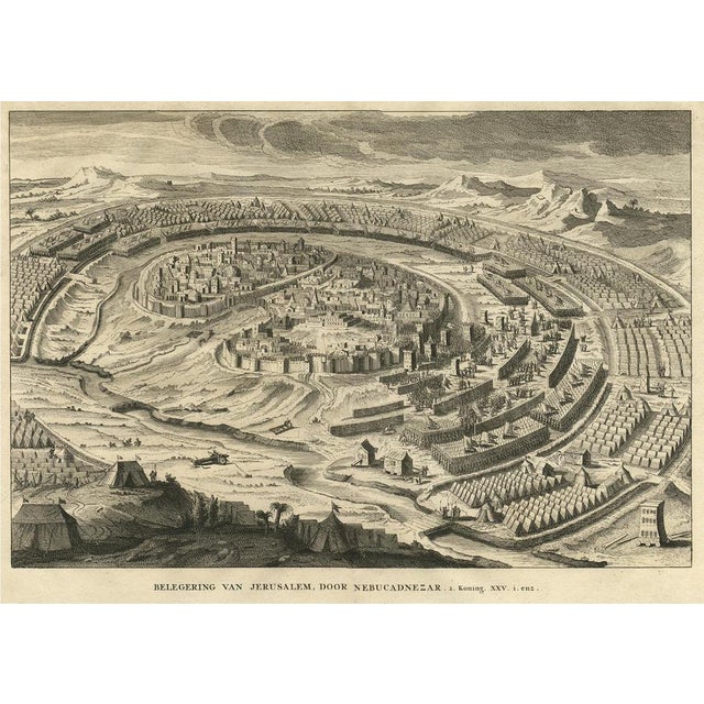King Nebuchadnezzar, View of the Siege of Jerusalem, 1730, Paper For Sale