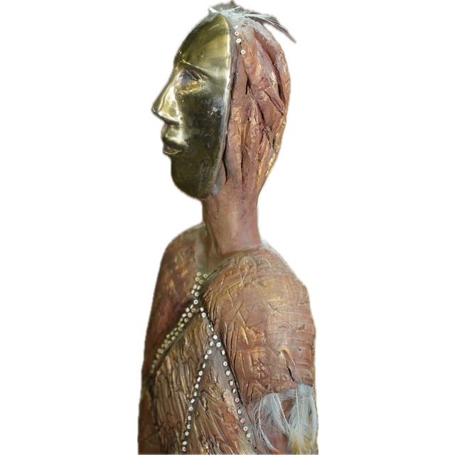 Contemporary Naida Seibel Ceramic Brass Sculpture Female Figure For Sale - Image 3 of 6