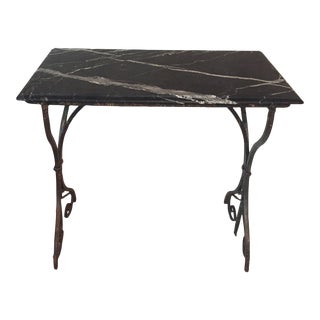 Early 20th Century Antique Wrought Iron Console Table With Marble Top For Sale