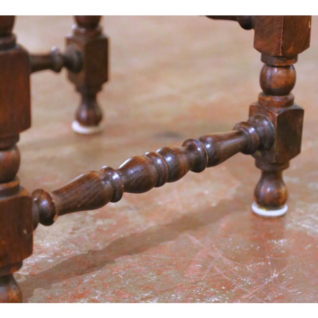 19th Century Spanish Oak Dining Chairs With Leather, Set of 8 For Sale - Image 12 of 14