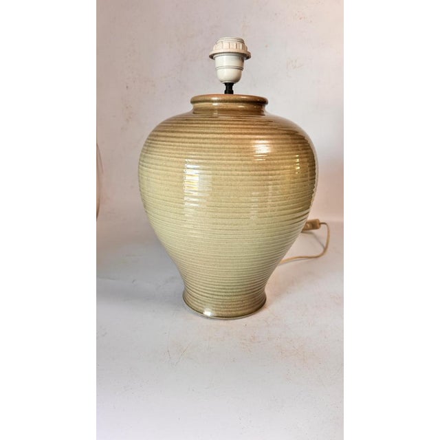 Brown Large Table Lamp in Ceramic, France, 1970 For Sale - Image 8 of 9