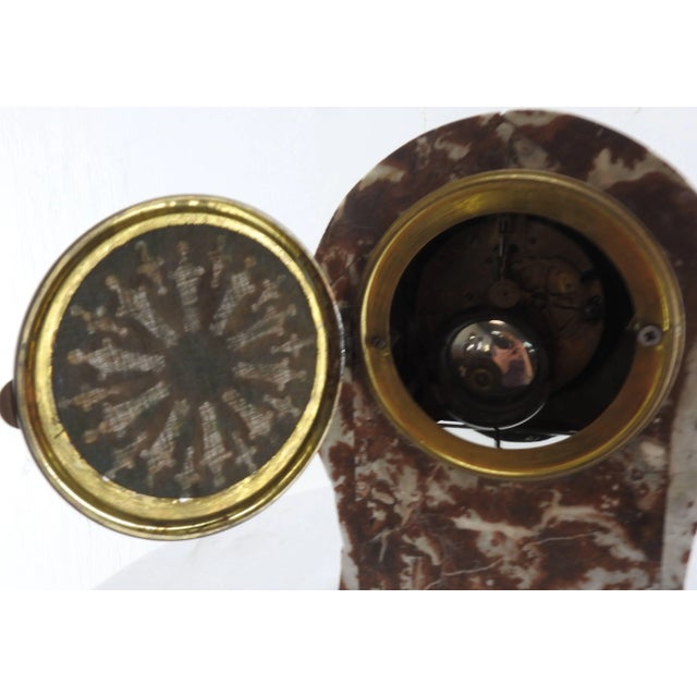 1920s French Marble Clock and Pair of Pedestals For Sale - Image 5 of 9