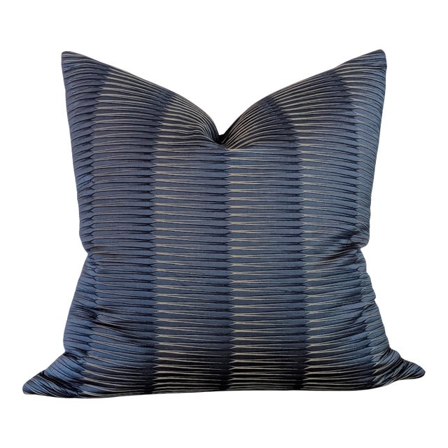 Scalamandre Wavelength Indigo Pillow- Single For Sale