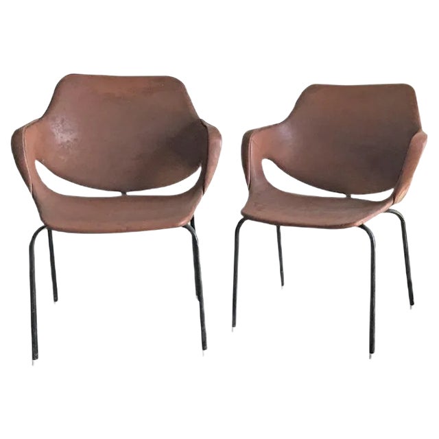 Set of Mid-Century Leatherette Armchairs, 1960s For Sale