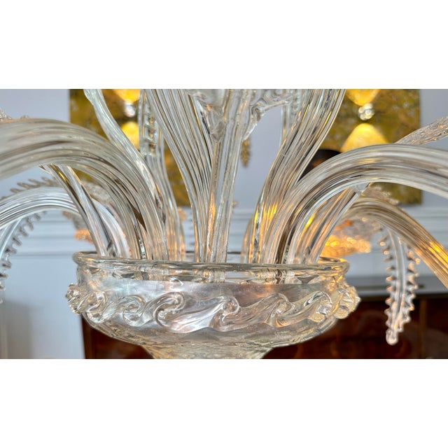 Glass 1930s Art Déco Maison Veronese Chandelier Attributed to André Arbus For Sale - Image 7 of 12