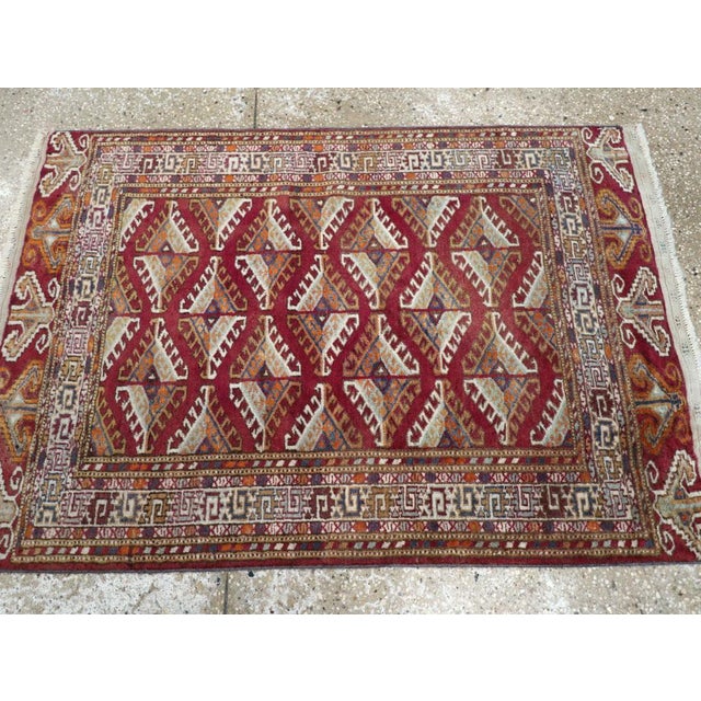 Galerie Shabab Collection Mid-20th Century Central Asian Tekke Throw Rug For Sale In New York - Image 6 of 8