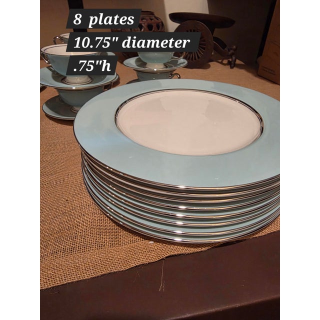 Beautiful vintage classic silver rimmed serving set. Castleton Turquoise pattern..1940 to 1978.