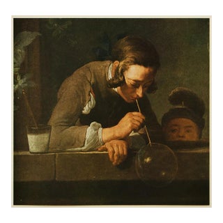 1955 After Jean Simeon Chardin "Blowing Bubbles", Vintage Full-Color Print For Sale