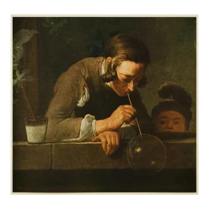 1955 After Jean Simeon Chardin "Blowing Bubbles", Vintage Full-Color Print