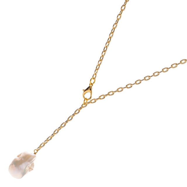 Gold Eternal Balance Adjustable Pearl Necklace For Sale - Image 8 of 10
