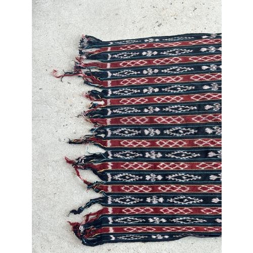 Indonesian Traditional Red, Black, Yellow & Blue Ikat Fabric For Sale - Image 13 of 18