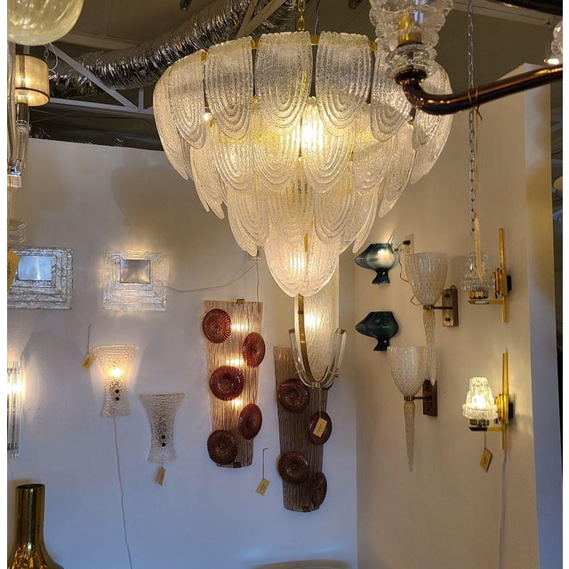 Large Mid Century Modern Murano Glass Chandelier Italy For Sale - Image 9 of 13