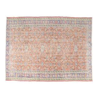 Geometric Vintage Oushak Area Rug For Sale